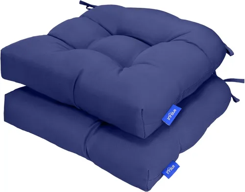 Vista 88 de Cojines de mimbre copetudos de 3 piezas para muebles de patio, cojines de mimbre para sillas de exterior con lazos, cojines de mimbre repelentes al