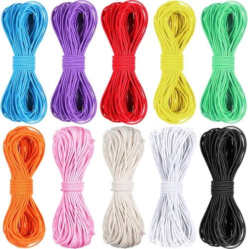 Boao Cordón elástico de cuentas multicolor de 131 yardas de 0.039 pulgadas para fabricación de joyas y costura, cordón elástico para coser y Colores