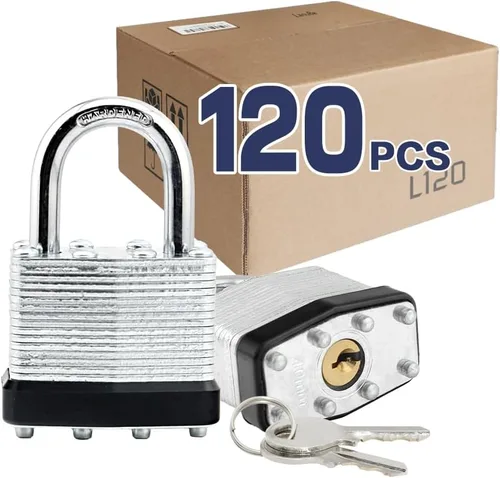 Vista 21 de LanuBe Candado laminado con llave (1-9/16", 40 mm), candados con llave iguales, grillete normal, paquete de 24