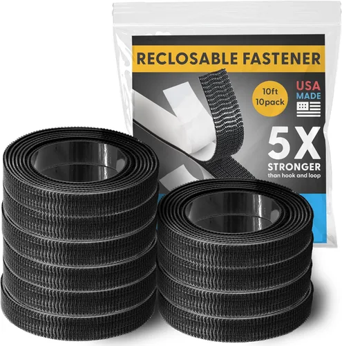 Vista 11 de Resistencia Industrial - Cinta adhesiva de montaje de 5 pies, negra, para interior/exterior - Sujetador resellable autoajustable compatible con 3M