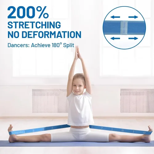 Vista 6 de Slim Panda Correa elástica, flexibilidad, bandas elásticas de baile, correa elástica de yoga con 9 bucles para terapia física, pilates, yoga