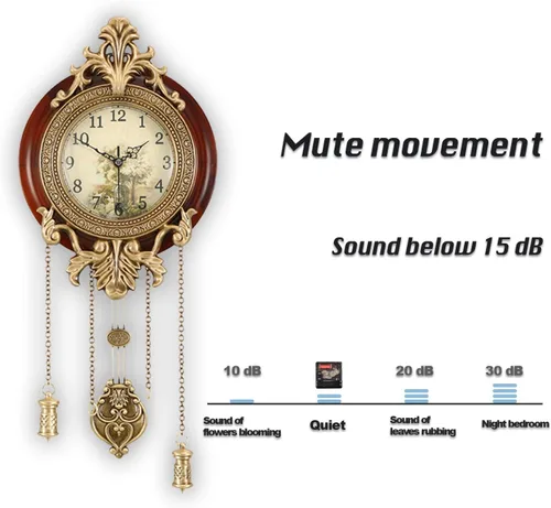 Vista 7 de Aero Snail Dia 9-inch Retro Style Vintage Wood Indoor Wall Clock with Swinging Pendulum (Requires 2 AA Batteries for Clock Hands and Pendulum)