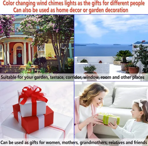 Vista 5 de Campanillas de viento de caballo solares, campanillas de viento de caballos que cambian de color, luces de caballo solares impermeables, campanillas