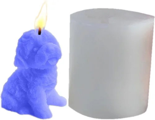 Vista 8 de Molde de vela de silicona 3D para perro, lindo molde de fundición de escultura de cachorro, molde de resina hecho a mano, molde de cera para hacer