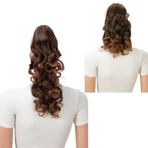 Vista 24 de PRETTYSHOP 16 o 20 pulgadas clip para el pelo en extensión cola de caballo 2 en 1 rizada resistente al calor