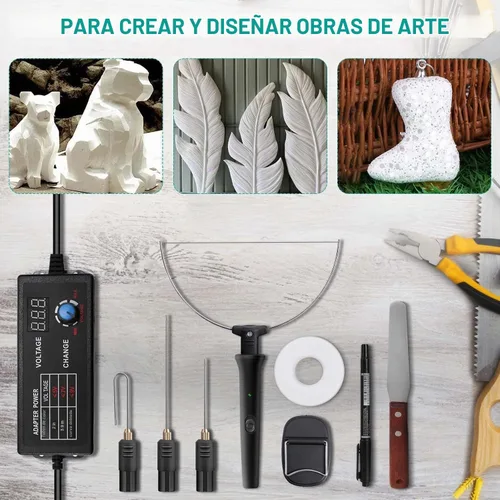 Vista 8 de Cortador de espuma caliente 10 en 1, cortador de espuma, máquina de corte eléctrica, kit de herramientas con controlador de voltaje digital