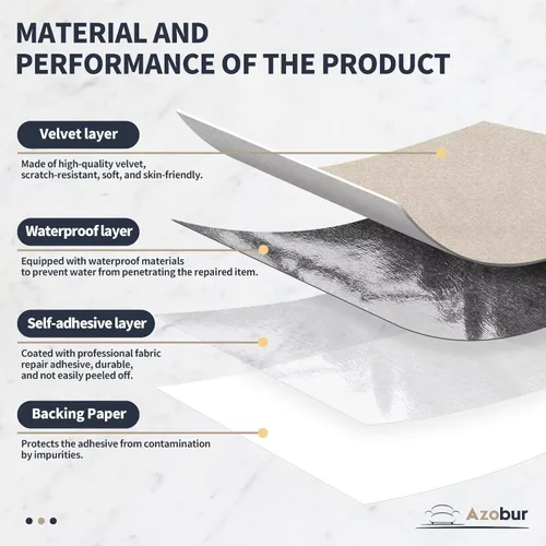 Vista 3 de Azobur Parche de terciopelo, parche rectangular autoadhesivo de tela de franela, terciopelo antiarañazos, disponible en diferentes colores, de 8 x