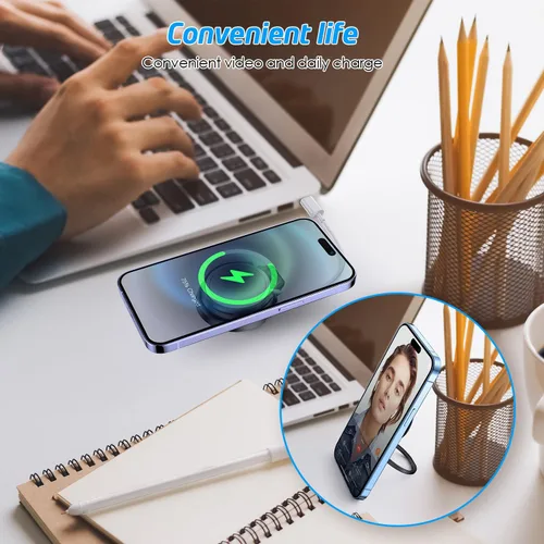 Vista 4 de WixGear Magsafe - Soporte de cargador con organizador de cable integrado, soporte para teléfono MagSafe, solución de carga conveniente con soporte