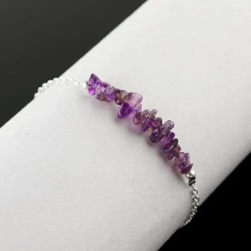 Vista 32 de TGH Pulsera de barra de chips naturales, cristal curativo, pulsera de cuentas crudas chapada en plata, cadena ajustable de 7 + 1 pulgada, regalo
