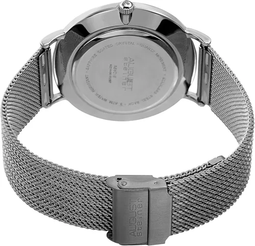 Vista 4 de August Steiner - Reloj de pulsera de acero inoxidable para hombre, esfera de efecto brillante, movimiento de cuarzo japonés