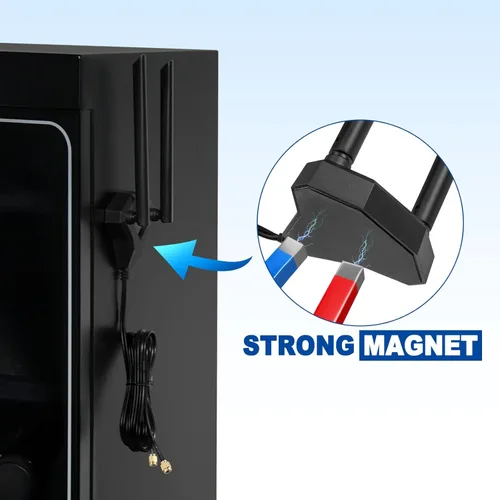 Vista 4 de Eightwood Antena WiFi de banda dual 2.4GHz 5GHz RP-SMA con cable de extensión de 6.5 pies para tarjeta WiFi Bluetooth PCI PCIe de computadora