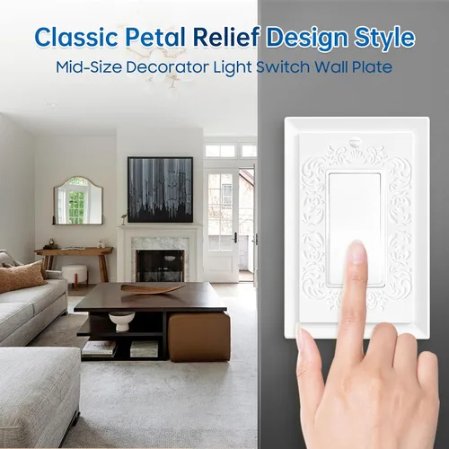 Vista 2 de Placa de cubierta decorativa para interruptor de luz, placas de pared decorativas modernas para GFCI, toma de corriente, interruptor regulador