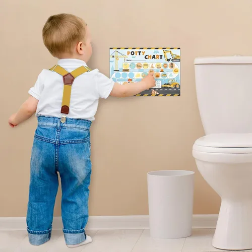 Vista 7 de WERNNSAI Tabla de entrenamiento para ir al baño – Tabla de recompensas de entrenamiento de inodoro de construcción con 270 calcomanías