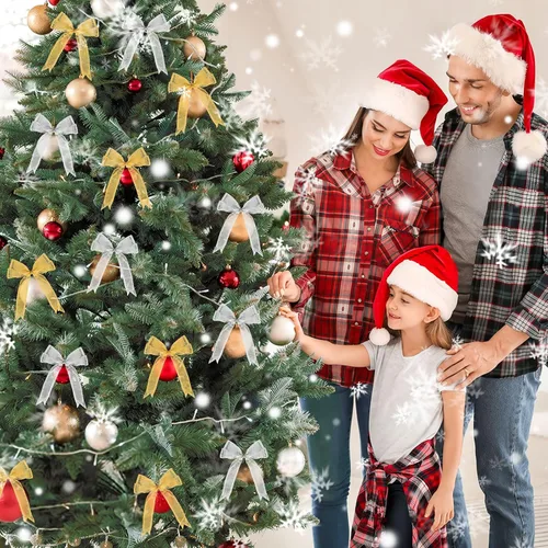 Vista 6 de Cintas de Navidad, DECYOOL 2 Rollos 100 Yardas Cintas de Organza de Navidad 0.8 Pulgadas de Ancho Cinta de Festival Navideño para Envolver Regalos