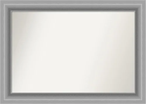 Vista 50 de Amanti Art Espejo de pared plateado de 27 x 21 pulgadas, espejo rectangular de baño de níquel cepillado para decoración de pared, sala de estar
