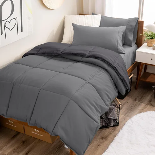 Vista 13 de Bare Home - Juego de edredón reversible en una bolsa y juego de sábanas - Individual - Alternativa al plumón - Suave - Juego de ropa de cama