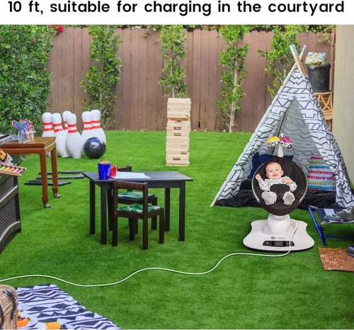 Vista 3 de Cable de alimentación de 10 pies para 4moms mamaRoo 4, cargador de 12 V 3 A para columpio de bebé RockaRoo, adaptador de CA, color blanco