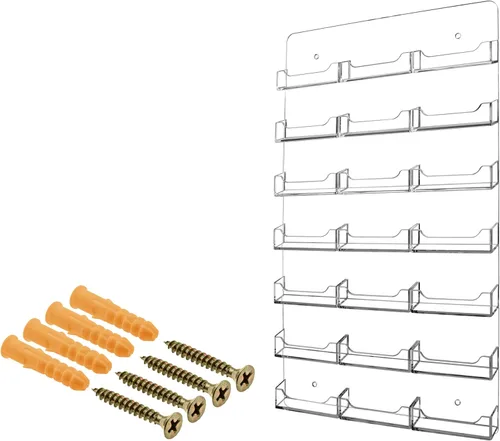 Marketing Holders Tarjetero de pared con accesorios para colgar para tarjetas de contacto y citas de 3.5 x 2 pulgadas, acrílico transparente,