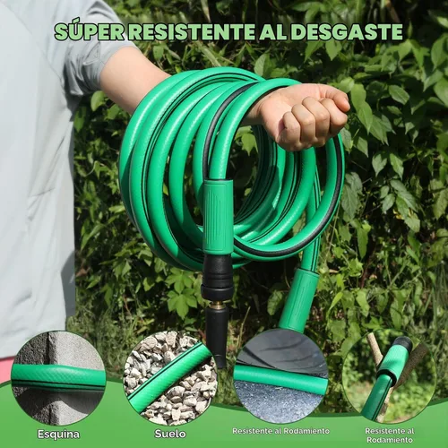 Vista 6 de AIODE Manguera de jardín resistente, 5/8 pulgadas x 25 pies, goma híbrida súper flexible