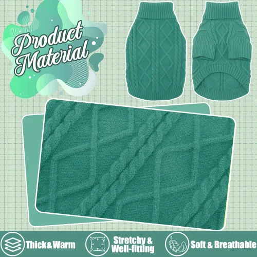 Vista 2 de Emust Suéter para perro pequeño, trajes de cable para perros pequeños, suéteres cálidos de otoño e invierno para perros pequeños y medianos, azul