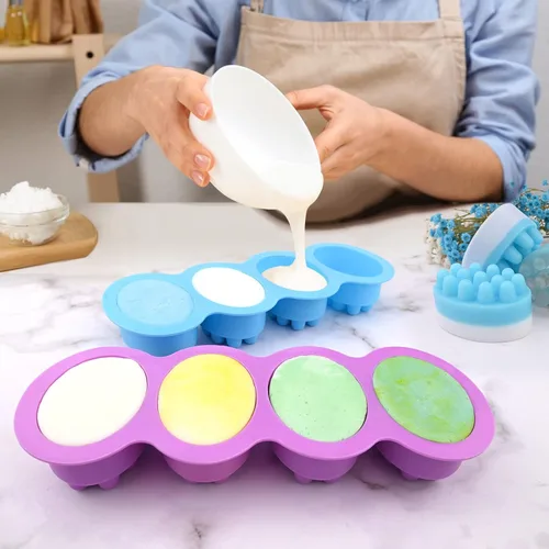 Vista 5 de Actvty Moldes de jabón de silicona para barra de masaje, paquete de 2 moldes de hielo para peine de cabello 3D, moldes de jabón de silicona