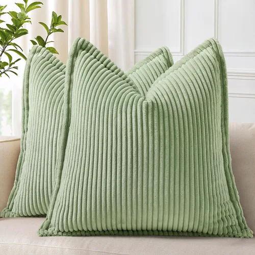 Vista 20 de decorUhome - Juego de 2 fundas de cojín de pana decorativas, suaves, estilo bohemio y rural europeo, para sala, cama, sofá, fundas de cojín a rayas