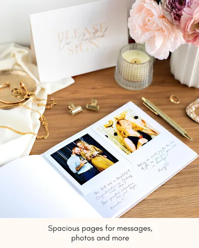 Vista 2 de Lamare Libro de invitados de boda Polaroid para recepción de boda, baby shower, cumpleaños, despedida de soltera y libro de invitados para eventos
