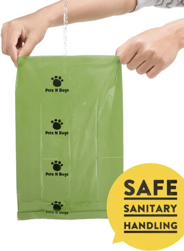 Vista 2 de Bolsas para excrementos, respetuosas con el medio ambiente, bolsas de basura para perros, biodegradables, rollos de repuesto, incluye dispensador