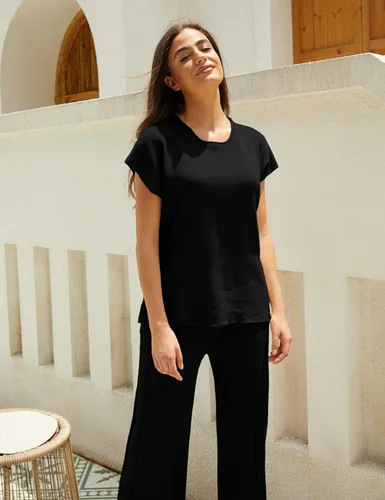Vista 4 de Conjuntos de 2 piezas para mujer, conjuntos de suéter, chaleco de punto, pantalones de cintura elástica