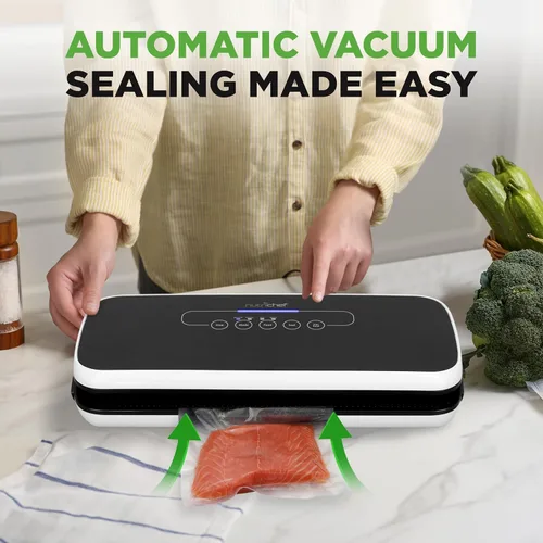 Vista 4 de NutriChef Sellador automático al vacío de alimentos, sistema eléctrico de conservación por sellado de aire para alimentos secos y húmedos, control