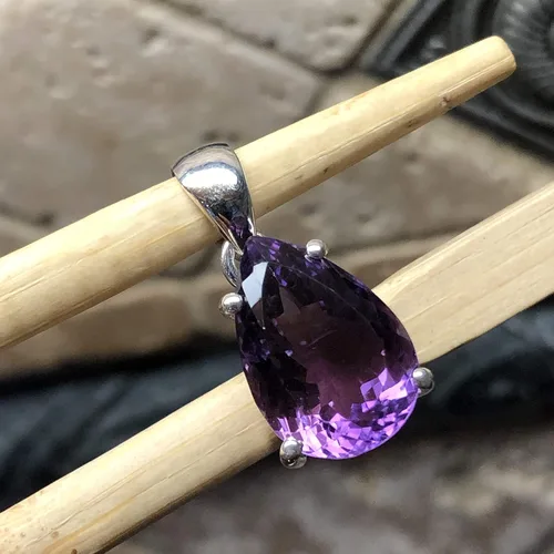 Vista 3 de Colgante de plata de ley 925 de amatista púrpura natural de 8 quilates 0.984 in