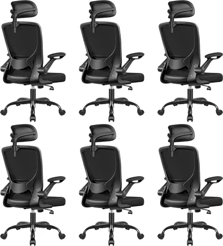 Vista 17 de Silla ergonómica de escritorio de oficina cómoda, sillas de escritorio de malla de respaldo alto con soporte lumbar ajustable, reposacabezas