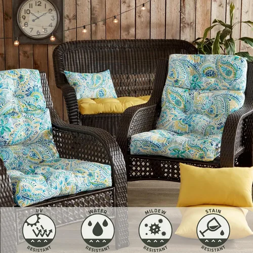 Vista 208 de Greendale Home Fashions Aloha - Cojín para silla de respaldo alto para exteriores de 44 x 22 pulgadas