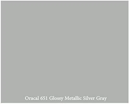 Rollo de vinilo ORACAL 651 de 12 pulgadas x 10 pies con adhesivo permanente plateado brillante para cortadores de manualidades, perforadores y