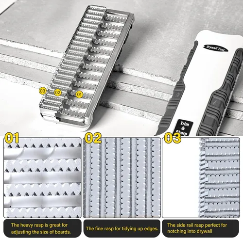 Vista 3 de Escofina para paneles de yeso, Escofina de herramientas para paneles de yeso de 7 pulgadas, herramienta combinada para placas de yeso con dientes