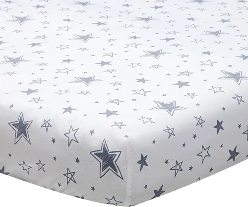 Vista 4 de Juego de 4 sábanas bajeras unisex de estrellas y luna para bebés, niños o niñas (sábanas para cuna)