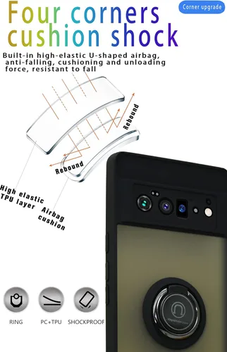 Vista 2 de Está especialmente diseñado para Google Pixel 6 Pro antiarañazos, antihuellas, soporte de anillo giratorio de 360° integrado sólido y duradero