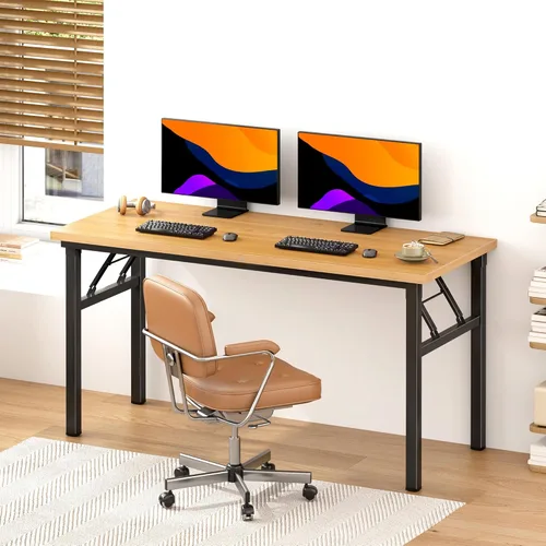 Vista 212 de DlandHome Escritorio plegable pequeño de 31.5 pulgadas, escritorio de computadora para oficina en casa, mesa plegable para espacios pequeños,