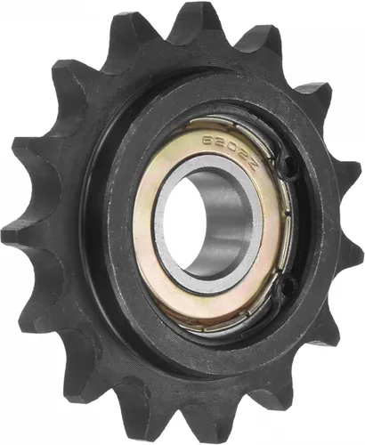 uxcell Piñón tensor de cadena #40, diámetro de 0.591 in, 1/2 pulgada de paso 15 tensor de dientes, acabado de óxido negro C45 de acero al carbono