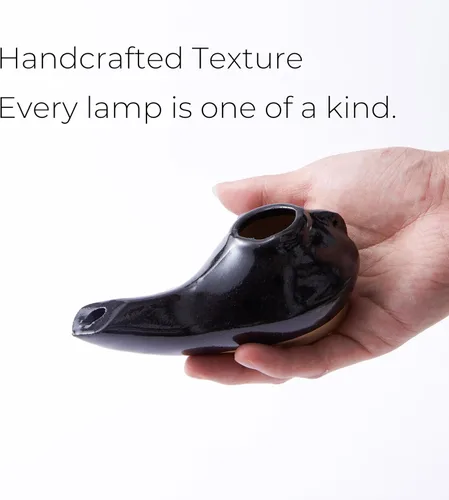 Vista 2 de Lámpara de aceite herodiano hecha a mano – Lámpara de arcilla de estilo bíblico antiguo para uso ritual, lámpara de aceite de oliva de cerámica