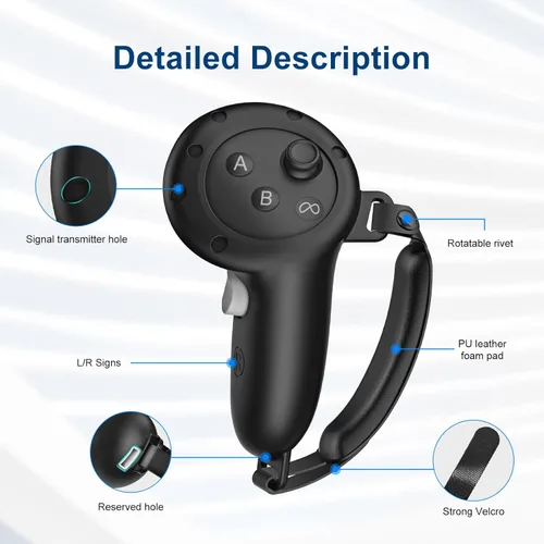 Vista 2 de BEHORSE Silicone Controller Grip Cover for Meta Quest 3,Silicone Grip Protector with Adjustable Knuckle Straps for Meta Quest 3 Accessories (Black)