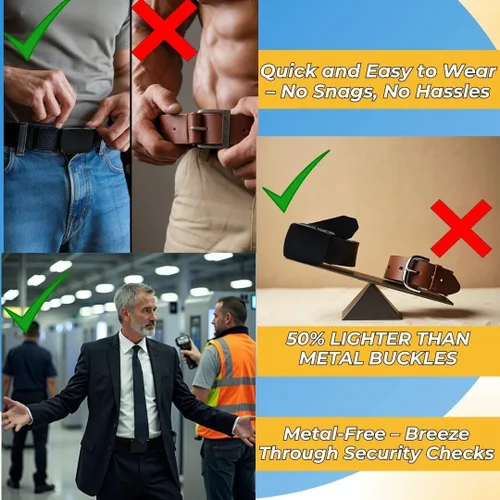 Vista 4 de Cinturones de nailon para hombres, correa táctica militar con hebilla de plástico, ajustable, sin agujeros, correa de lona para exteriores