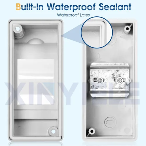 Vista 4 de Caja de Protección de Distribución Impermeable, Caja Eléctrica de Disyuntores de Plástico ABS y Cubierta Transparente IP65, para Disyuntor de Pared