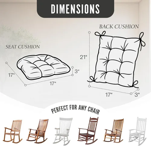 Vista 6 de Klear Vu The Gripper - Juego de cojines antideslizantes para silla mecedora con acolchado grueso, incluye almohadilla de asiento y almohada