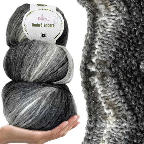 Vista 13 de Ombré-Encore - Hilo grueso degradado para crochet, 3 bolas, 507 yardas/420G (14.82 oz), patrones gratis - Hilo voluminoso multicolor peso 5