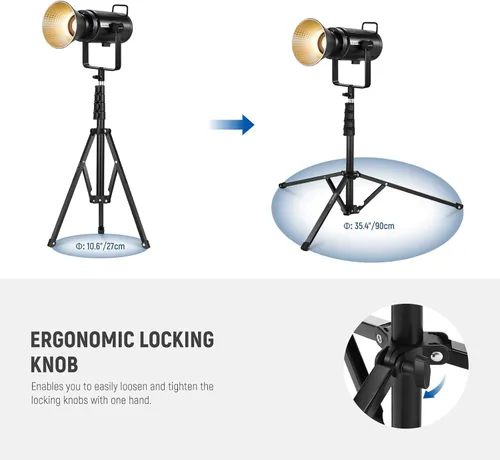 Vista 7 de NEEWER ST180R - Soporte de trípode portátil de metal para cámara, trípode de luz plegable inversa con anillo de luz LED, reflector, cerraduras