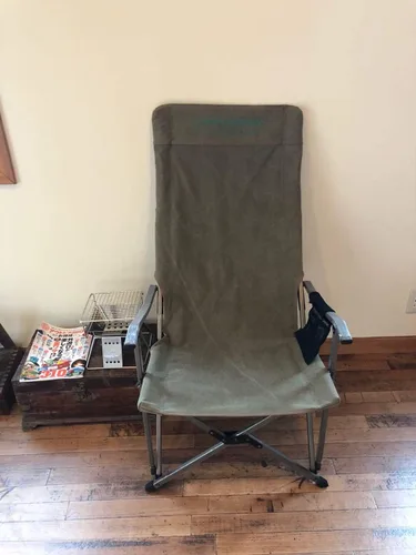 Vista 2 de CAMPINGMOON - Silla plegable de lona de algodón para campamento con respaldo alto, color gris F-1001C-H