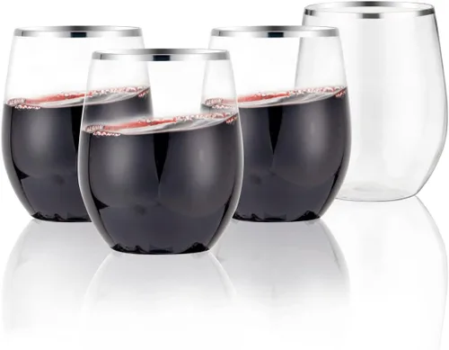 Vista 11 de SUT Copas de vino desechables sin tallo, copas de vino irrompibles de 12 onzas, inastillables, reciclables, copas de vino de plástico resistentes