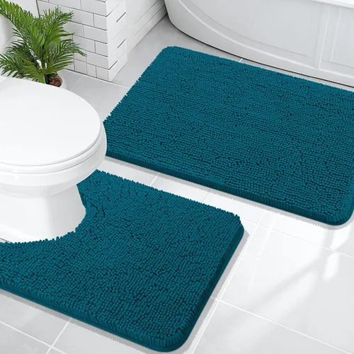 Vista 54 de OLANLY Juego de 2 alfombras de baño de felpilla suave y absorbente, antideslizantes, de secado rápido, lavables a máquina, accesorios de decoración