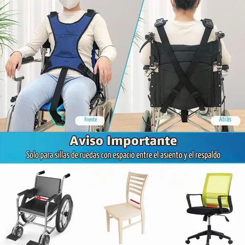Vista 3 de AOSSA Cinturón de seguridad para silla de ruedas, restricciones de seguridad para ancianos, arnés para silla de ruedas, cinturón de seguridad